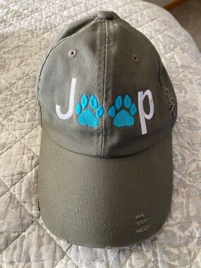 Jeep Hat with Bright Turquoise Paw Embroidery